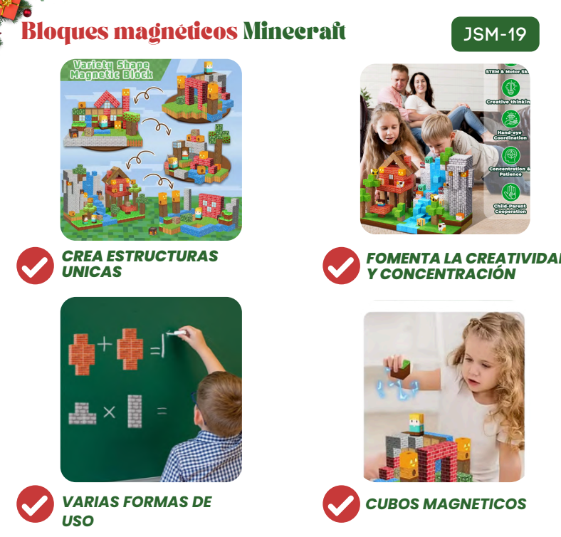 Bloques magnéticos Minicraft de 150 cubos